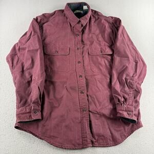 L.L.Bean Women’s Large Burgundy Cotton Plaid Lined Shirt Jacket Button Up
